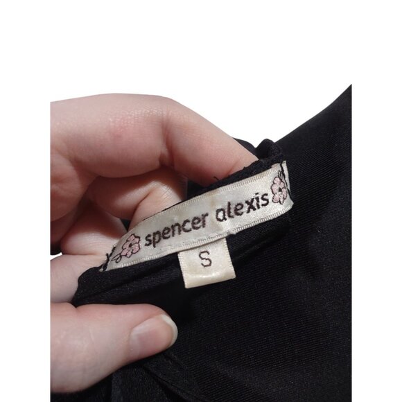 Vintage Spencer Alexis S Black Red Velvet Burnout Blouse Kimono Embroidered Lace - Picture 6 of 6